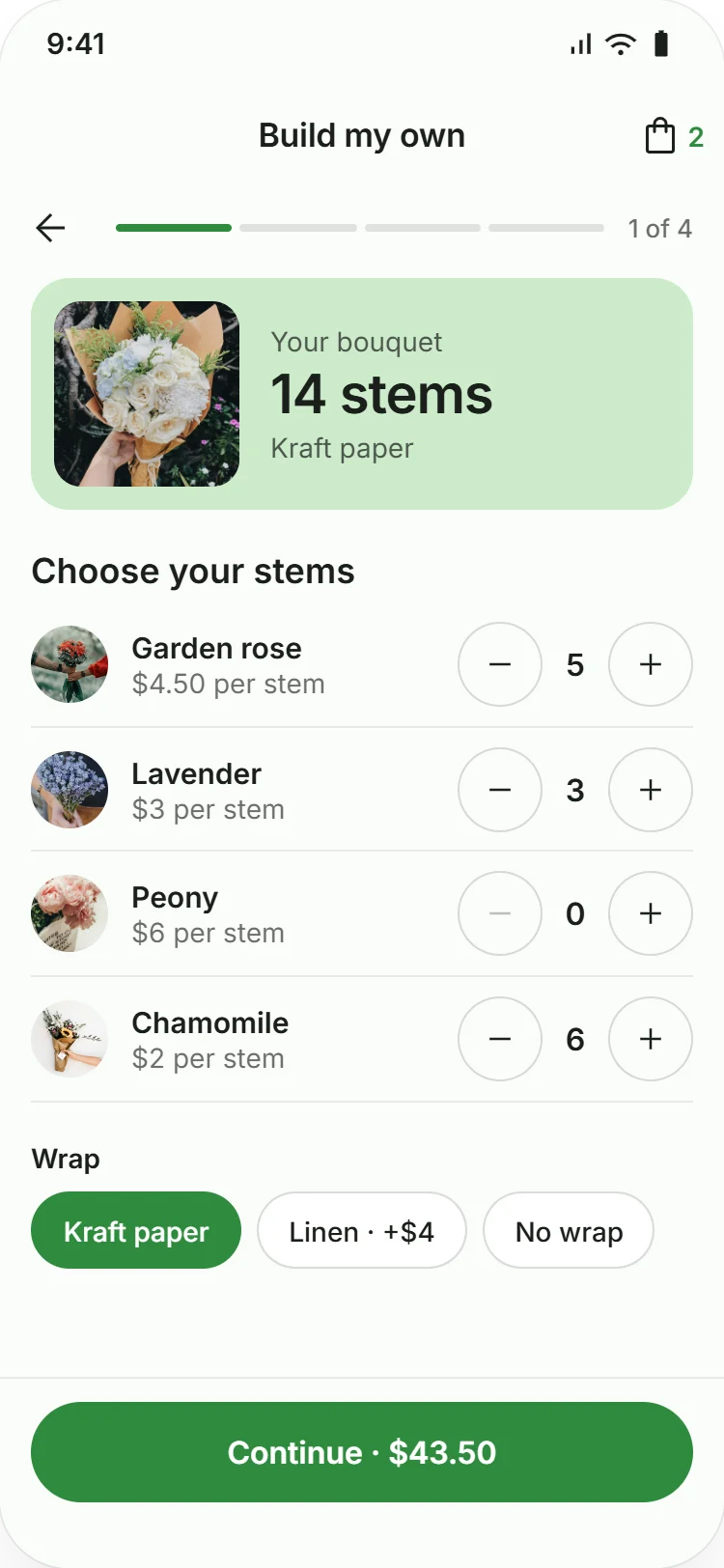Bouquet builder